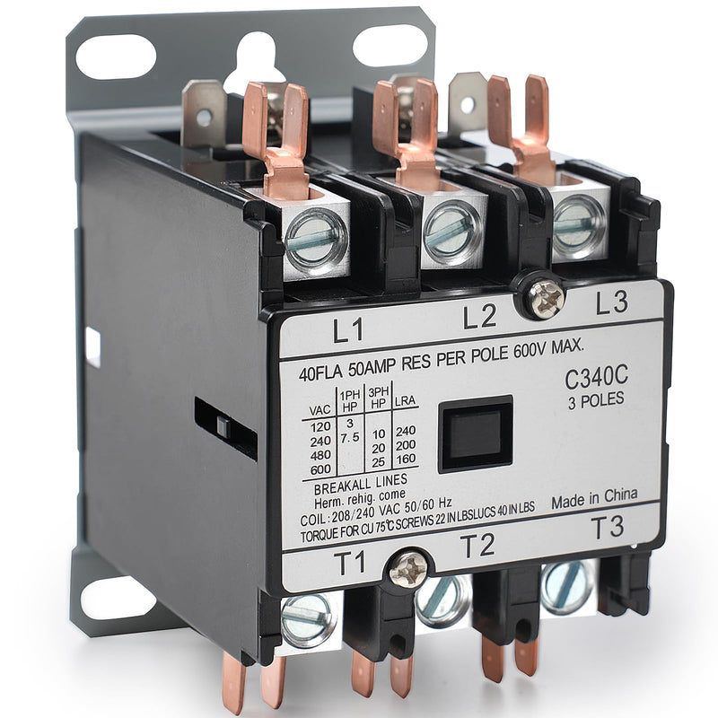 Upgraded 3 Pole 40 Amp Contactor 240V Coil C340C Contactor Compatible with Packard GE Fasco Gemline, C340C 3 Pole 40 Amp 208/240 Volt Contactor Replace TMX340C2 3m40c 453AD3BBB GDP4032