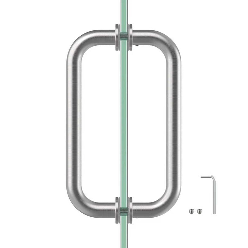 PalpitateC 8" Glass Shower Door Handle Back to Back Glass Door Pull Handle Replacement for 1/4" to 1/2" Thickness for Frameless Shower Doors, Brushed Nickel with 304 Stainless Steel