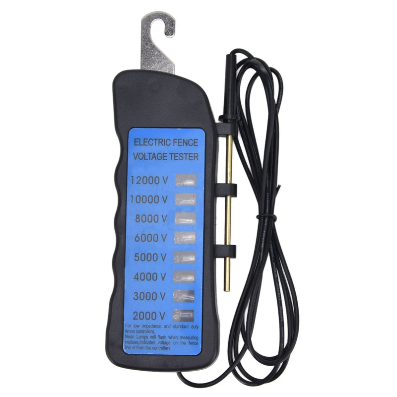 12KV Electric Fence Voltage Tester, ABS Electric Fence Fault Finder with Copper Rod, Farming Equipment Portable Testing Tool with 8 Neon Indicator Lights, 2000-12000V