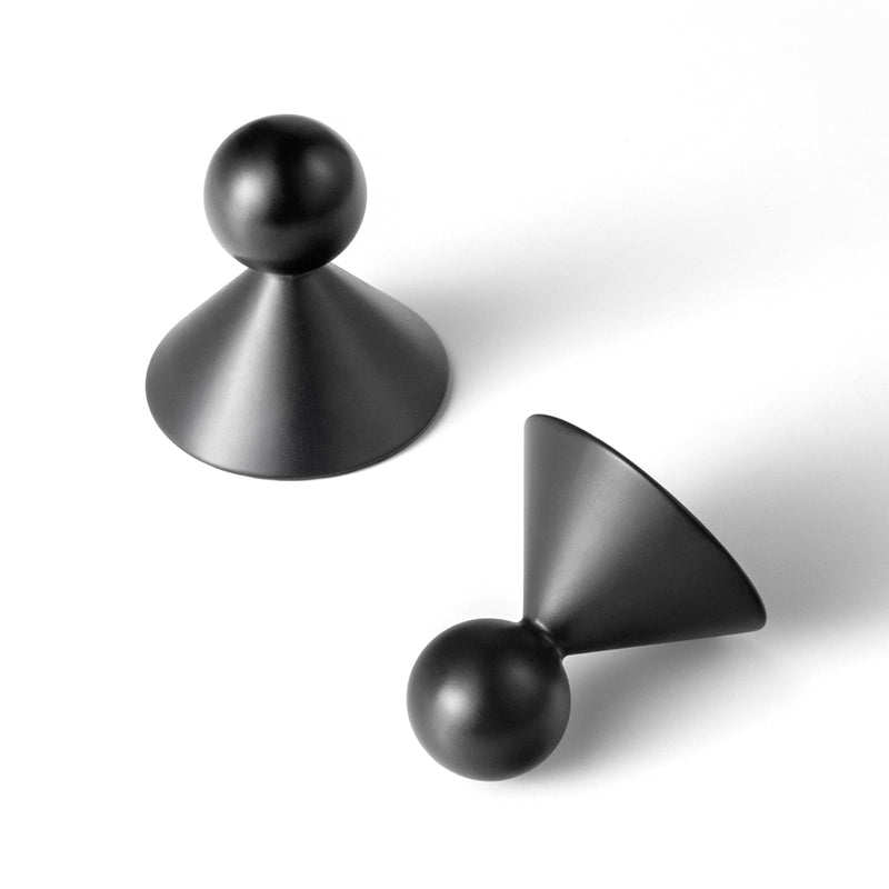Goo-Ki Black Cabinet Knobs for Drawer Kitchen Zinc Alloy Hardware, 6pack Matte Black Single Hole/Screw Pulls Modern Cute Handles 6