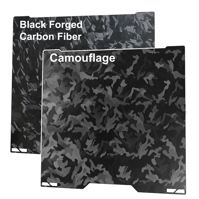 H2S H2D Build Plate 346x355mm, Double Sided Smooth Spring Steel Plate for Bambu Lab H2S, H2D, H2D Combo 3D Printer Platform, 350mmx320mm Print Size（Camouflage+Black Forged Carbon Fiber） Camouflage+Black Forged Carbon Fiber 355x346mm(H2D)