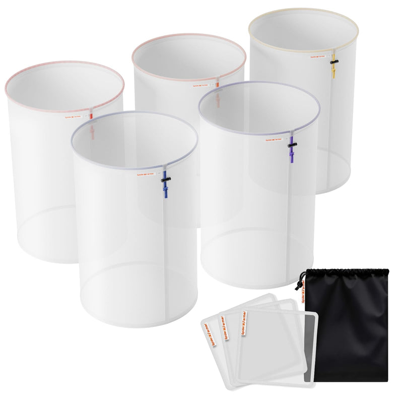 Spider Farmer 5-Pack All Mesh Filter Bags,5 Gallon Reusable Washable Mesh Bags with Filter Screen and Storage Pouch for Hydroponics,Gardening