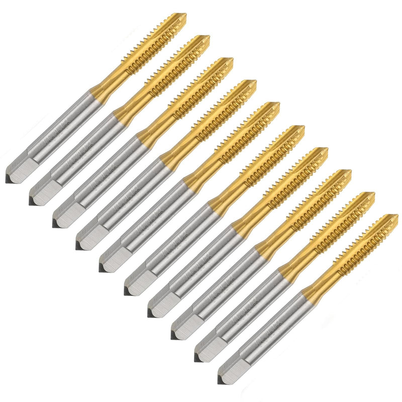1/4"-20 UNC Spiral Point Threading Taps, Screw Thread Tapping Tool, High Speed Steel Titanium Coating Tap Tapping Bit for Drilling Milling, 10 Pcs