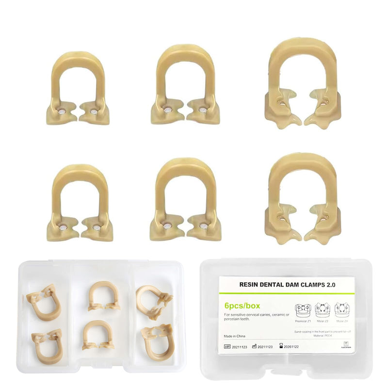 Dental Sectional Matrices Clip Dam Clamps Resin Rubber Barrier Clip Z1/Z2/Z4 Mixed Molar Teeth Repair Tools 6Pcs