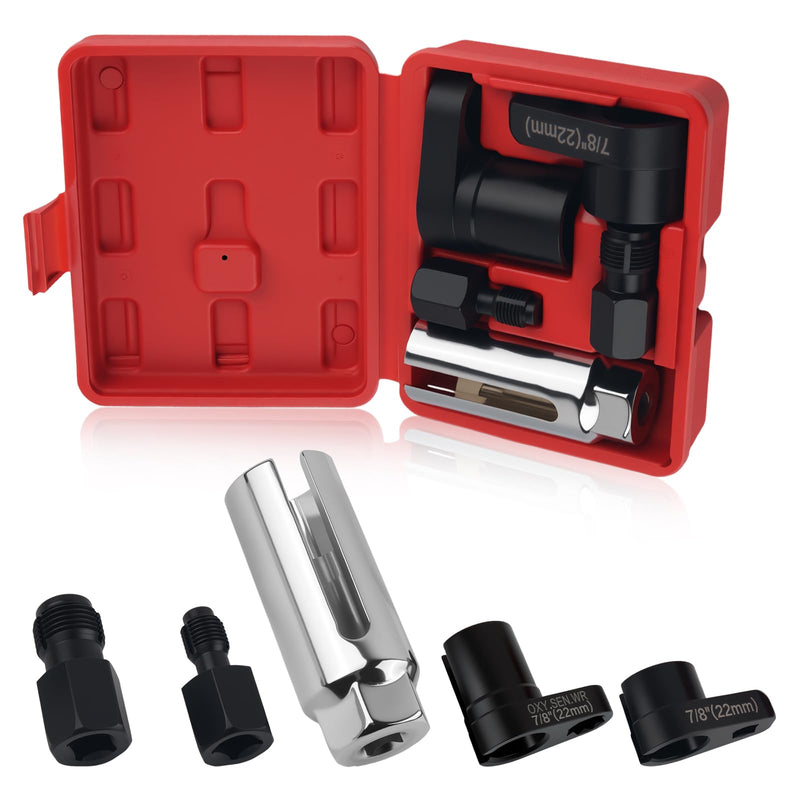 5PCS Sensor Socket Set,M12 x 1.25mm & M18 x 1.5mm Thread Chaser Set with Side-Cut Access,Heavy Duty Automotive Tools for Sensor Removal and Installation