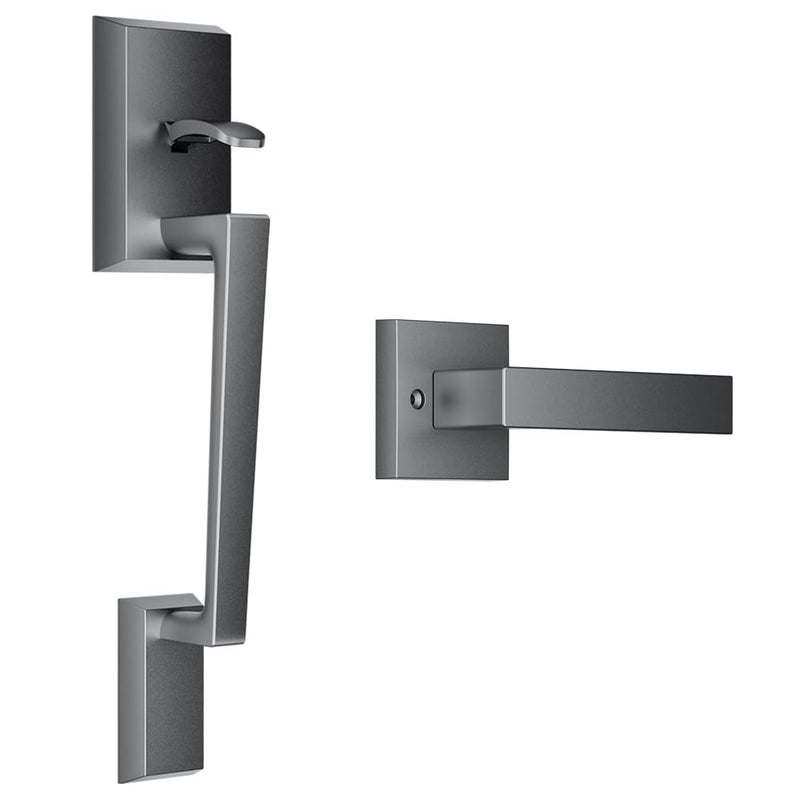 TCL D2 Smart Lock Front Door Handle Set, Exterior Handleset with Interior Reversible Lever, Non-Locking, Fits Standard Doors (Dark Grey)