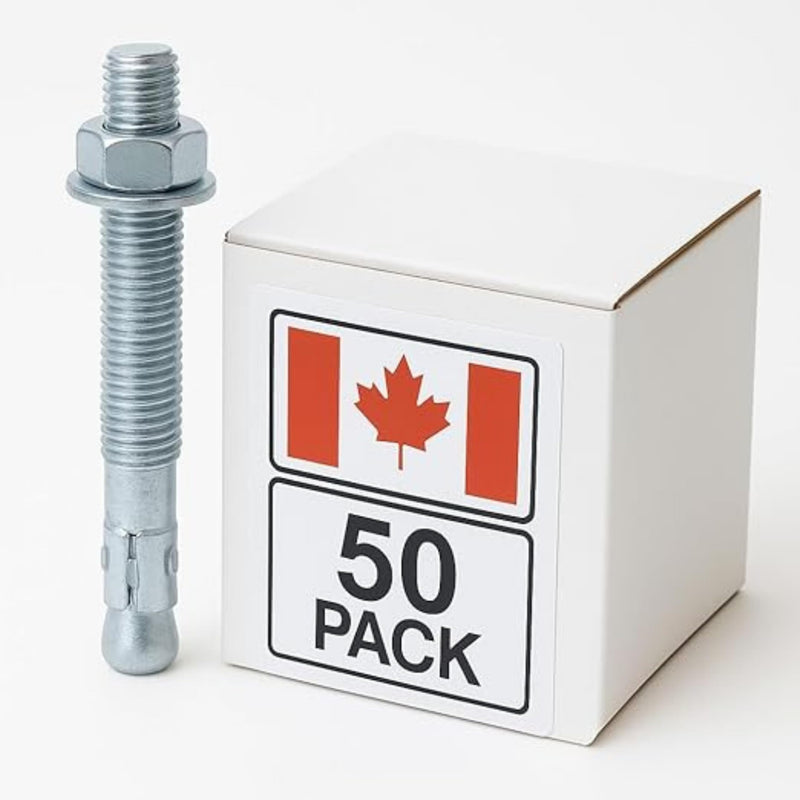 3/8″ x 3″ Plated Steel Wedge Anchors – 50-Pack – Concrete/Brick/Block Heavy-Duty Expansion Bolts w/Nut & Washer – Contractor Grade Structural Fasteners