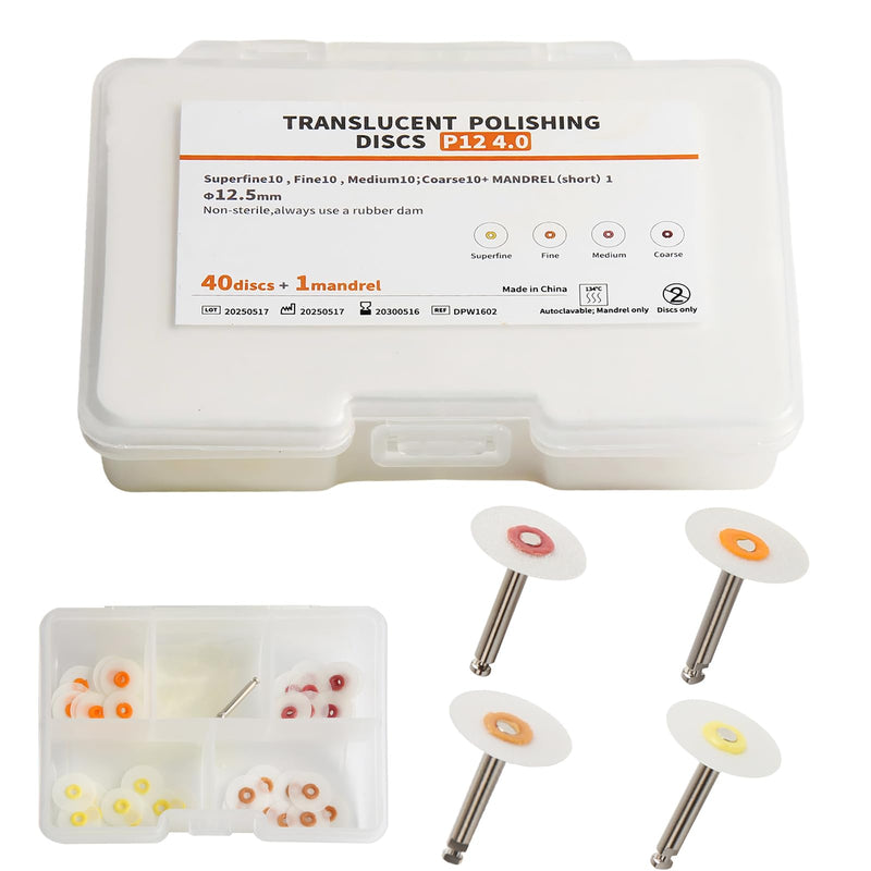 Dental Composite Resin Polishing Disc P12 4.0 Extra Thin Polishe Wheels Diamond Impregnated Polishing System 12.5mm Wheel Sanding Finishing Grinding Lab Tool 41Pcs P12 12.5MM