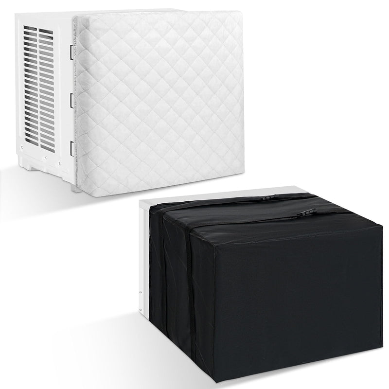 2 Pcs Window AC Cover, White&black, Inside 17"x14", Outside 17"x12" Inside 17"x14", Outside 17"x12"