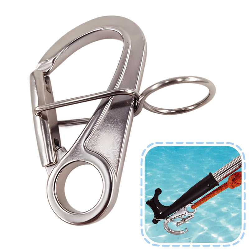 316 Stainless Steel Docking Hook Mooring Hook - Quick Release Snap Hook Clip Carabiner Spring Snap Hooks, 24 KN Load, 1 Piece - Kayak Boat Accessory for Remote Buoy Hitching, Easy to Attach