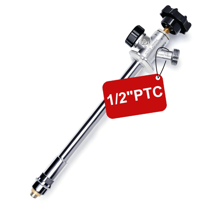 TTFLEX 12" Frost Proof Spigot 1/2" Push to Connect with 3/4" MHT Hose Bibb 1/2" Push-Fit 12 Inch