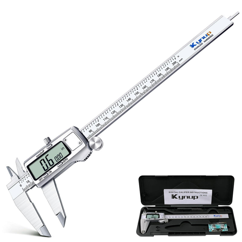 Kynup Digital Caliper 8 inch, Caliper Measuring Tool, Joint Calipers, Vernier Caliper, Stainless Steel, Full Turn Off, Switch from Inch Metric Fraction, Micrometer Digital for Household, DIY(200MM) KY-21S-3