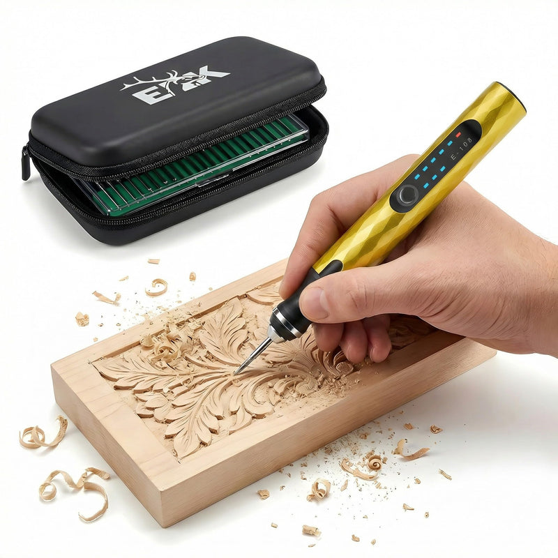 ELK Customizer Engraving Pen for All Materials - 2025 UPGRADED Torque - Rechargeable, Wireless & Beginner Friendly - Engrave 50+ Surfaces - For DIYers & Artists - 30+ Bits & Tools Included - Gold