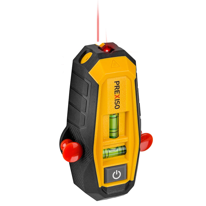 PREXISO 2-in-1 Line Laser Level with Magnetic Stud Finder, Compact Wood & Metal Detector with Bubble Vials for Accurate Markings, Multi Surface Wall Scanners Tool for Hanging Frames & Pictures