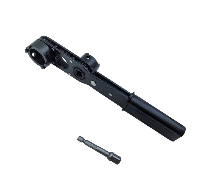 Locknut Socket Wrench Set for 1/2" & 3/4" Conduit Connectors,Dual Independent 42CrMo Sockets + Pass-Through Ratcheting Wrench with Direction Lock
