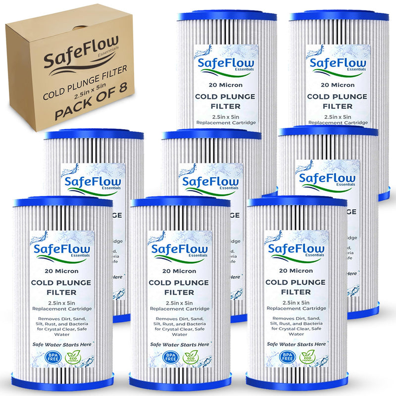 5" x 2.5" Cold Plunge Filter 20 Micron – Fits The Pod Ice Cold Plunge Water Chiller, Cold Plunge Filters, and Under Kitchen Sink Systems (8) 8