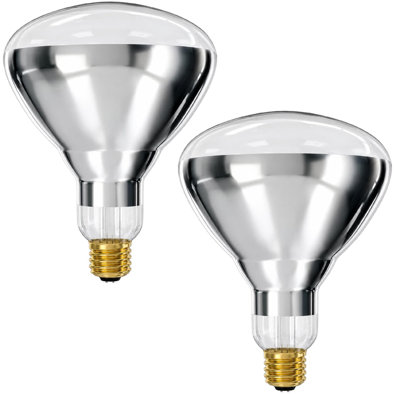 OHLECTRIC 250-Watt Heat Flood Lamp Light Bulbs (2-Pack) Shatterproof Bulbs, R40 Reflector, E26 Medium Base, Clear Head Lamps, 120V, 6,000 Hour Rated 2