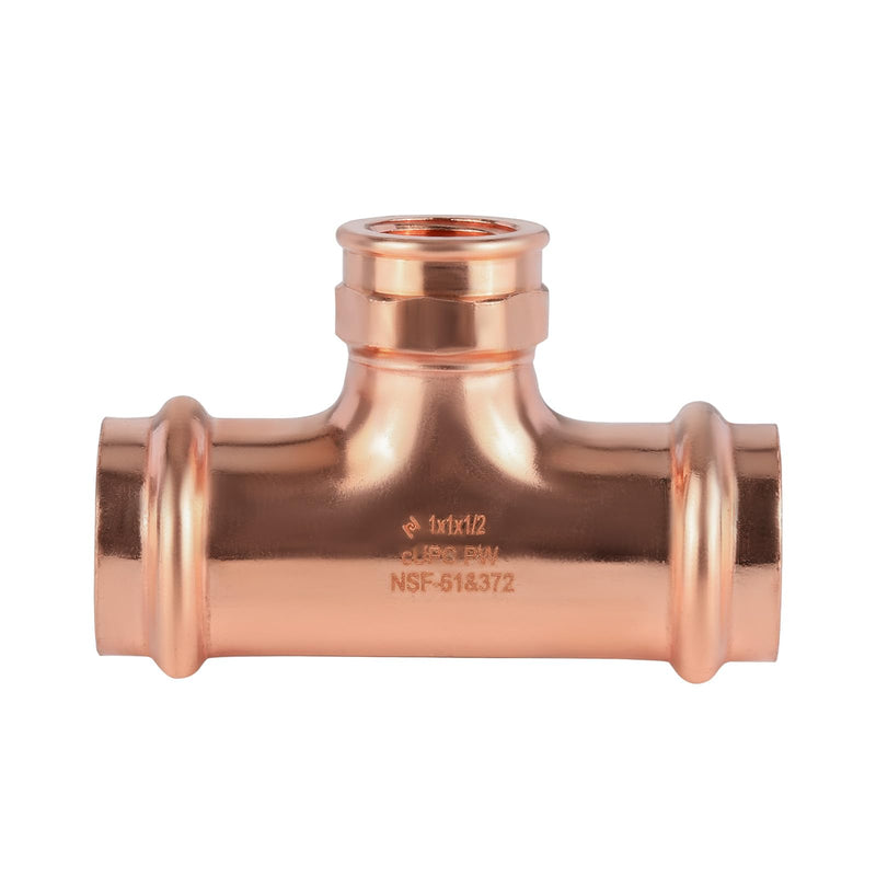 1Pack Seelink Press Copper Female Tee, 1"P x 1"P x 3/4"FPT(PRESS081-1)