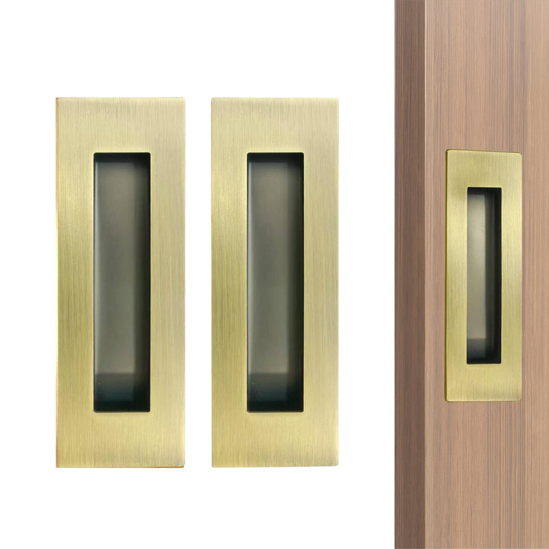 6Inch Recessed Finger Flush Pulls Handles for Pocket and Sliding Doors,Closet and Barn Doors Hardware Antique Brass 2Pack 6Inch Antique Brass-2Pack