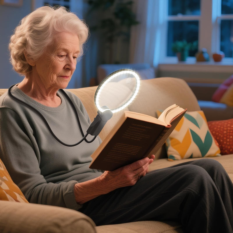 2500mAh Magnifying Glass with Light, 5X/10X Hands Free Magnifier for Reading, Sewing, Knitting, Cross Stitch & Crafts, Lighted Magnifier for Seniors & Low Vision 2500mah Long