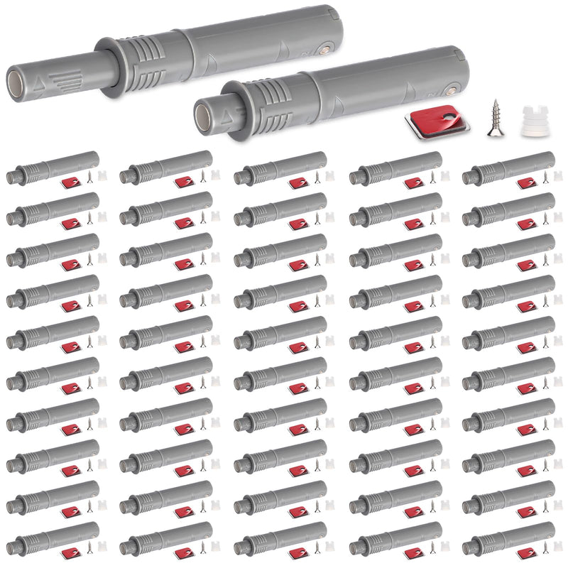 Lounsweer 50 Pack Magnetic Push Latches for Cabinet Door 2.87 Inches Short Push to Open Cabinet Hardware Pop up Lock Magnetic Latch for Closet Cupboard Wine Rack Dresser Drawer Sliding Door(Grey) Gray