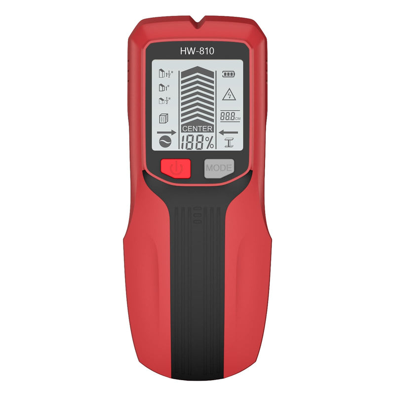 Stud Finder Wall Scanner - Electronic Stud Detector with Upgraded Smart Sensor, Audio Alarm and HD LCD Display for The Center and Edge of Wood, AC Wire, Metal and Studs Detection Red