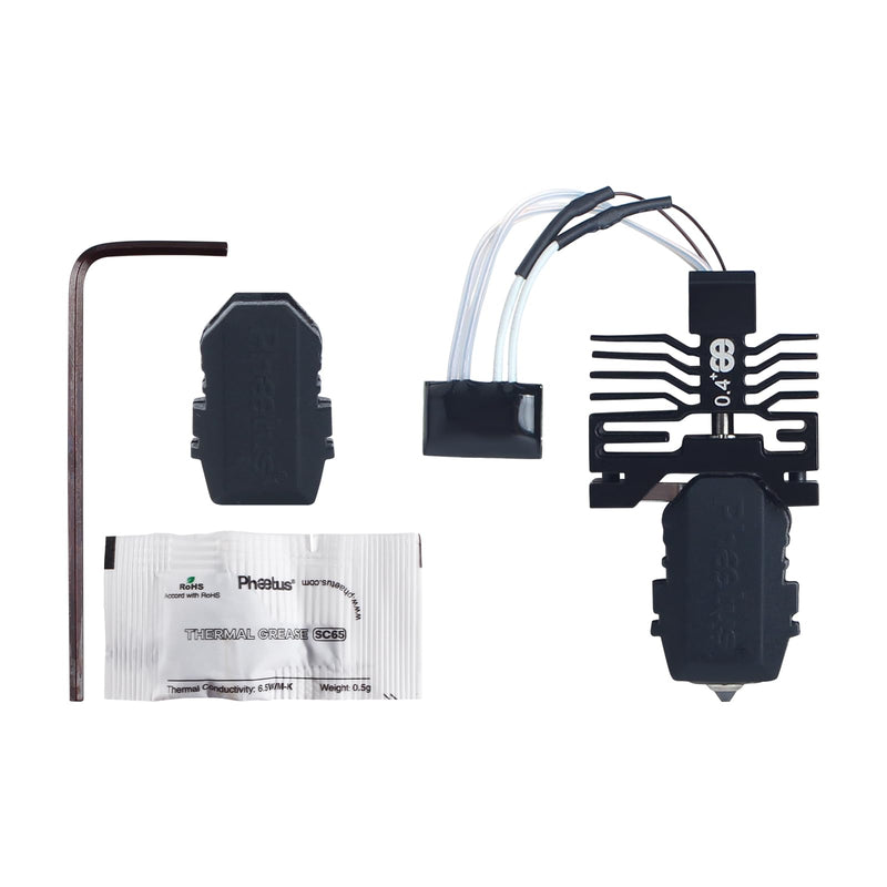 3D Printer Accessories for Phaetus Conch Hotend Plus Kit for P1P P1S: High Flow Extruder Print Head Heating Block Thermistor Replacement with 0.4mm Silicon Carbide Nozzle Silicone Sock