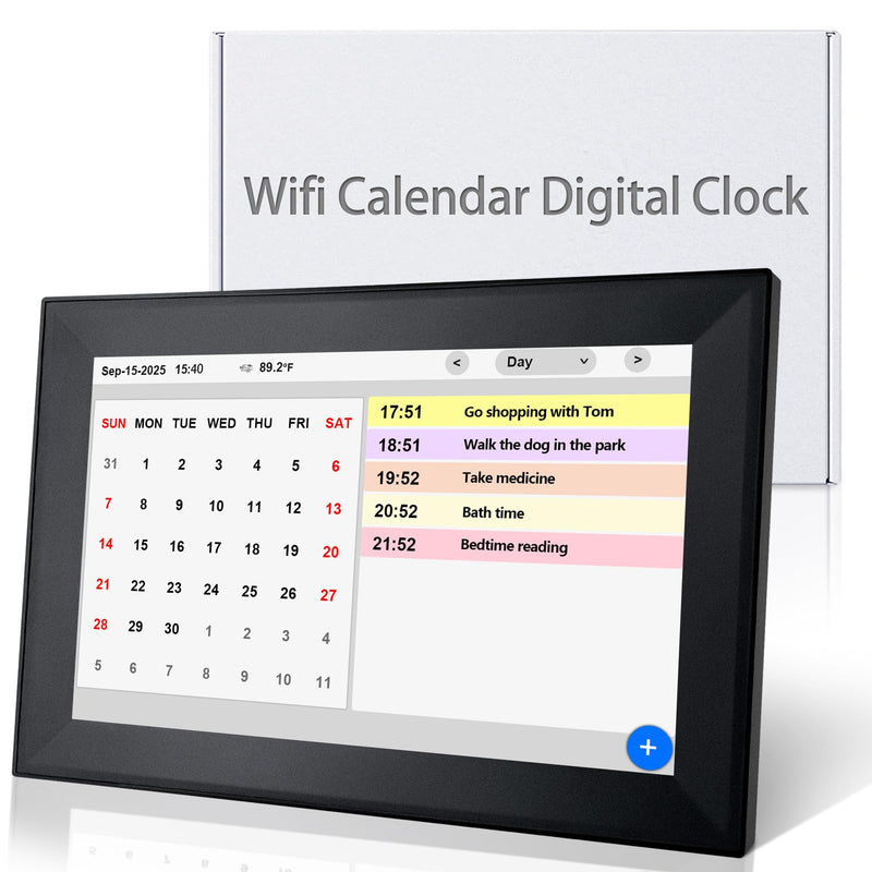 WiFi 10.1 Inch Digital Calendar Chore Chart, Smart Touchscreen Electronic Calendar Family Planner for Scheduling/Organizing/Reminders (WiFi Touchscreen Black) Wifi Touchscreen Black