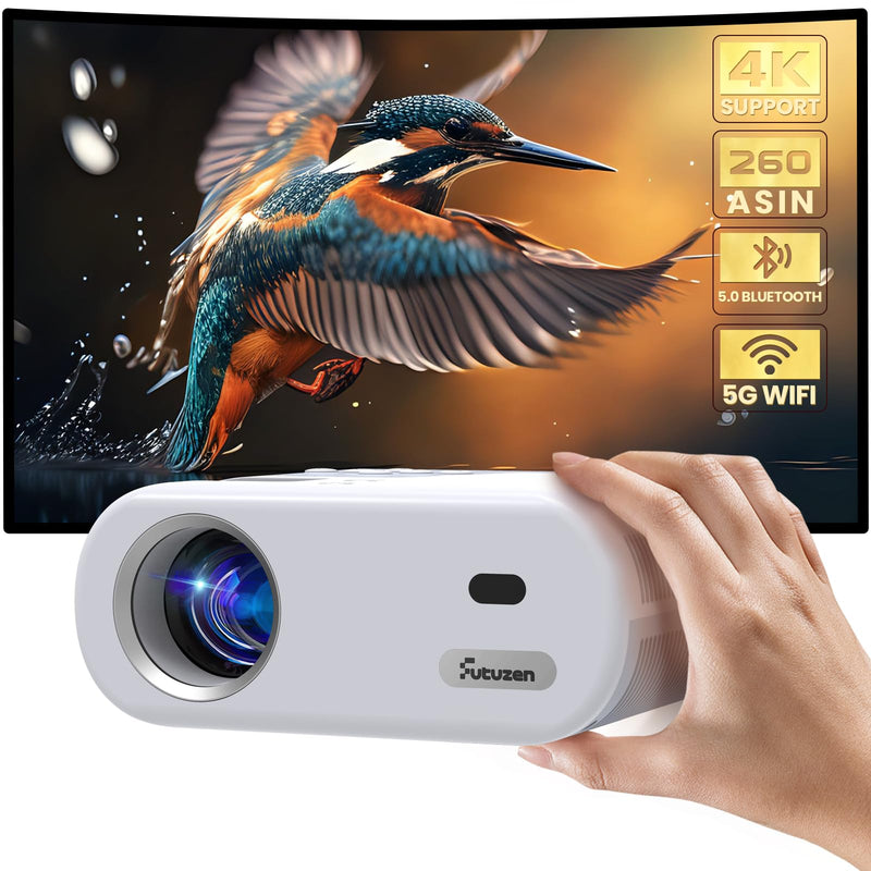 Mini Projector with WiFi and Bluetooth - 260 ANSI 200-Inch Display Portable 720P Projector Compatible with iOS/Android Phone/Tablet/Laptop/PC/TV Stick/Box/USB Drive/Game Console