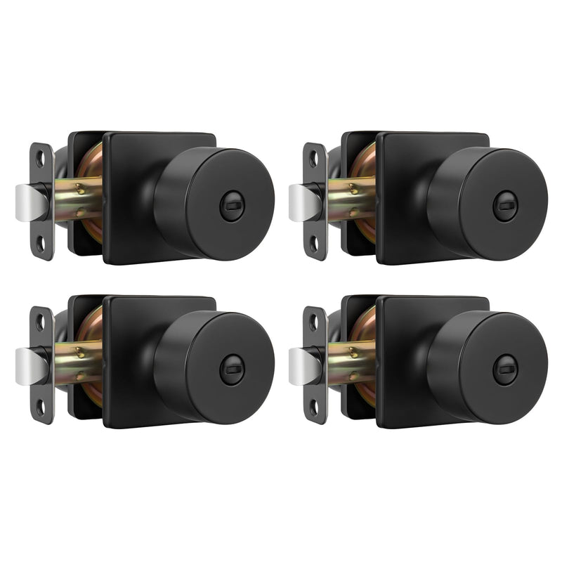 Goldenwarm Matte Black Door Knobs Interior, Privacy Door Knob for Bedroom Door Knob, Black Interior Door Knobs Privacy Lock 4 Pack