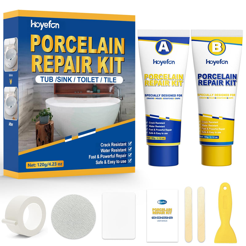 Porcelain Repair Kit White,Tub Chip and Bathtub Repair Kit for Chips, Cracks, Scratches, Rust, Holes on Tubs, Sinks, Tiles, Toilet, Ceramics, Fiberglass, Enamel, Acrylic - NewNest Australia