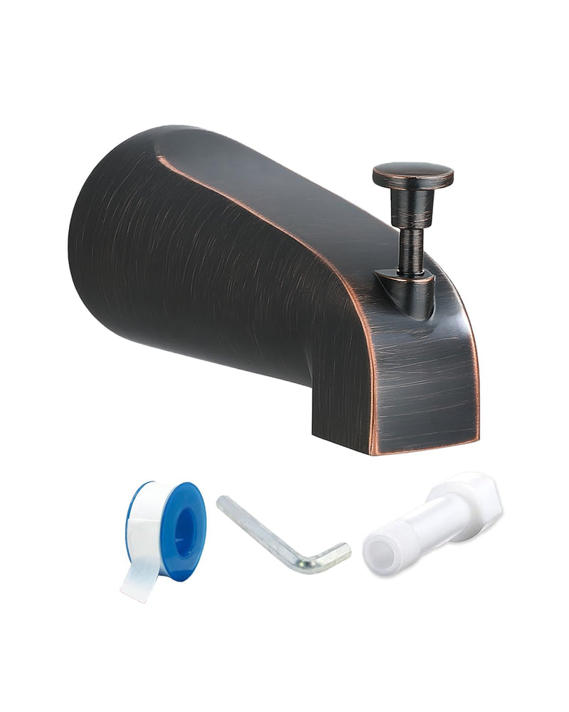 Tub Spout with Diverter, Slip On Bathtub Spout Fits 1/2'' Copper Tube(5/8'' Dia), Bathroom Tub Faucet with PTFE Tape & Hex Wrench, Oil Rubbed Bronze