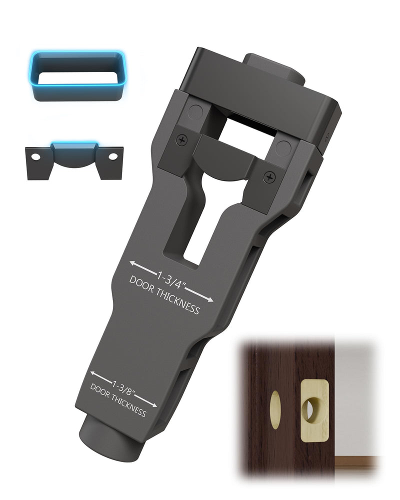 Door Latch Installation Kit, Mortise Tool Sharp and Sturdy, Easily Cut Template for Accurate Professional Installation & 1-3/4" or 1-3/8" Thick Door (Gray)