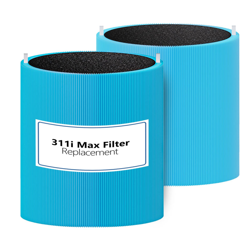 Blue Pure 311i MAX AllergenBlock Replacement filter Compatible with Blueair 311i Max Air Purifier, H13 True HEPA with Activated Carbon Air Filter,Blue Pure F3MAX, Not for 311 i+ Max 311i Max 2Pack