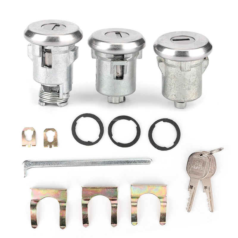 Door Lock Cylinder Set, OE Number 654394765282, Car Door Lock with 2 Keys, Iron Car Door Trunk Key Kit, Round Head Keys Trunk Key Replacement for Family Sedans, Suvs