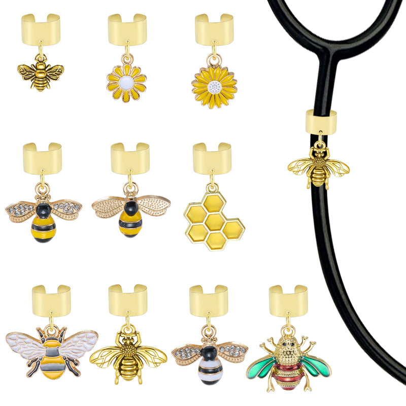 10 Pcs Stethoscope Charms for Nurses Personalized Stethoscope Charm with Daisy Flower Bee Pendants Gifts for Nurse Graduates Doctor Surgeons and Medical Assistant