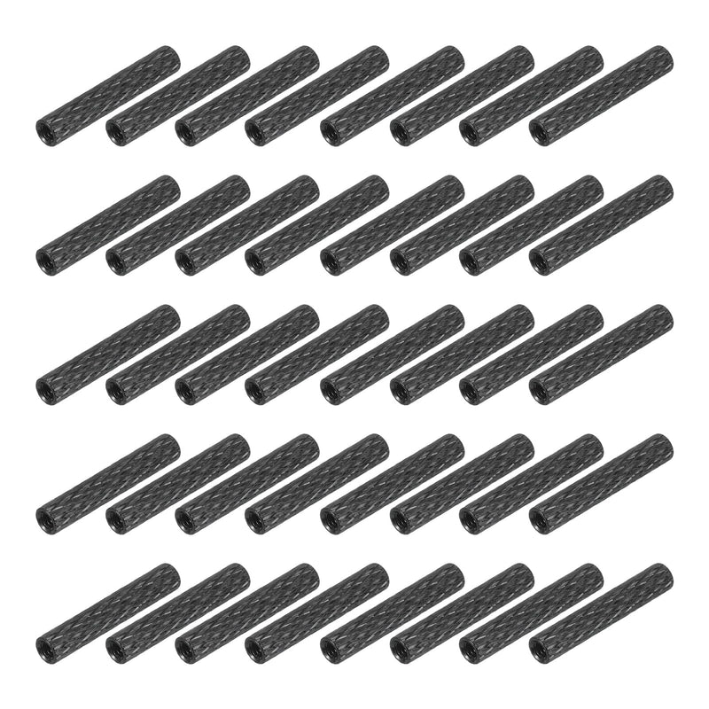 MECCANIXITY 100Pcs M2 x 20mm Aluminum Knurled Spacer Standoff, Round Coupling Nut Bolt Connector Nut Sleeve Stud Rod Fastener for RC Drone Quadcopter FPV Drone DIY Parts (Black, 3.5mm OD) M2 x 20mm x 3.5mmOD 100