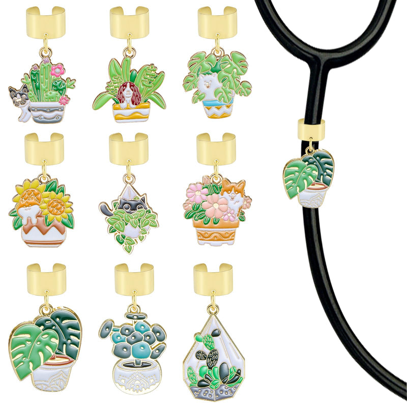 9 Pcs Stethoscope Charms for Nurses Personalized Stethoscope Charm with Assorted Potted Animal Pendants Gifts for Nurse Graduates Doctor Surgeons and Medical Assistant