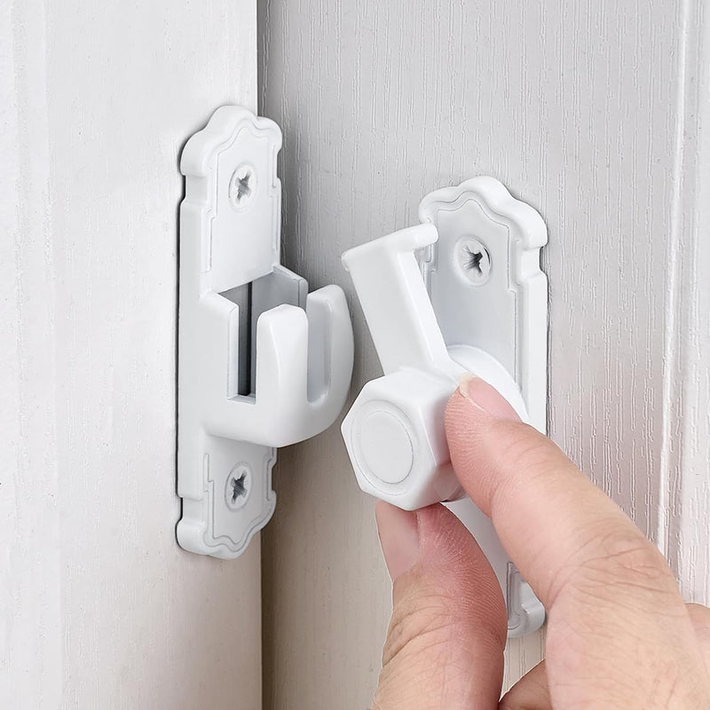 4 Packs White Barn Door Latches,Aluminum Alloy 90/180 Degree Gate Lock,Right Angle Door Lock Latch,Flip Gate Latches Hardware,Door Security Door Latch Lock fo Cabinets,Bathroom,Barn Door 4