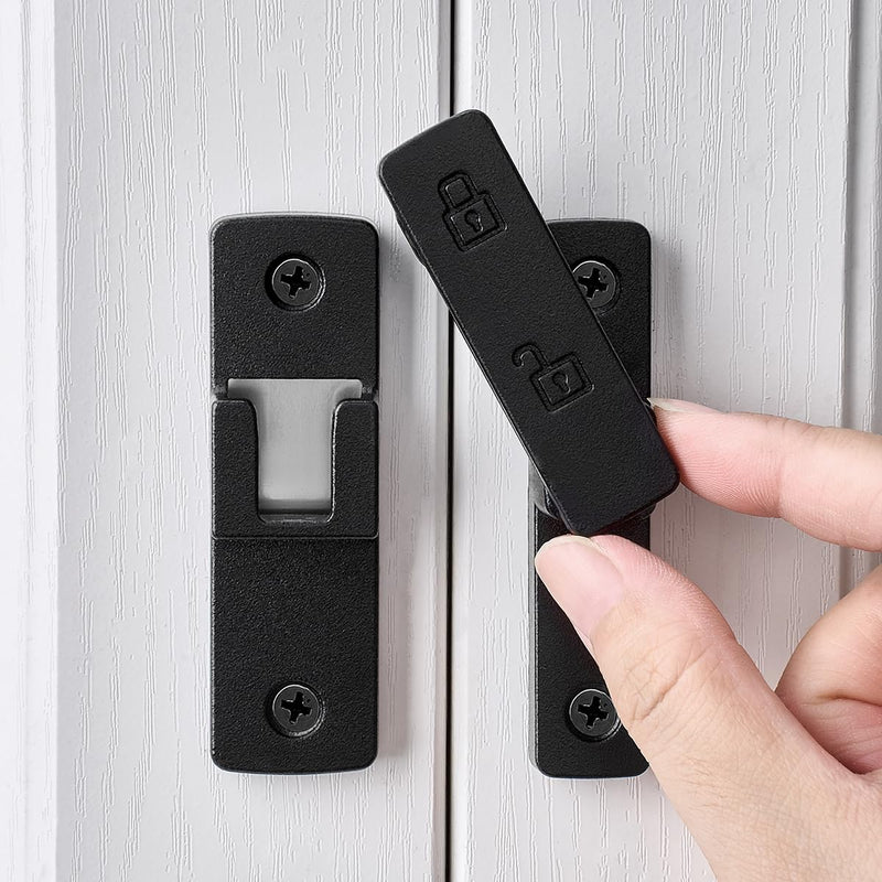 Matte Black Barn Door Latches,180 Degree Gate Lock,Flip Gate Latches Hardware,Zinc Alloy Door Lock Latch, Pet Lock,Door Security Door Latch Lock for Cabinets,Bathroom, Barn & Garden Matte Black_180 Degree 1