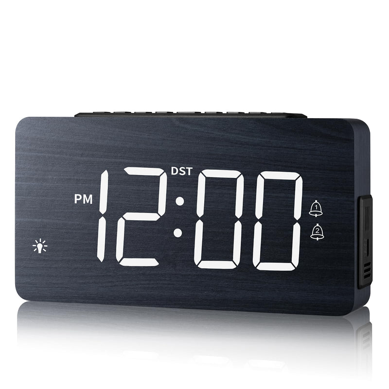 LICHI Wooden Digital Alarm Clock for Bedrooms， Loud Alarm for Heavy Sleepers, Dual Use as Desk/Wall Clock, Adjustable Volume, Dimmer, DST - Wood Decor & Gifts
