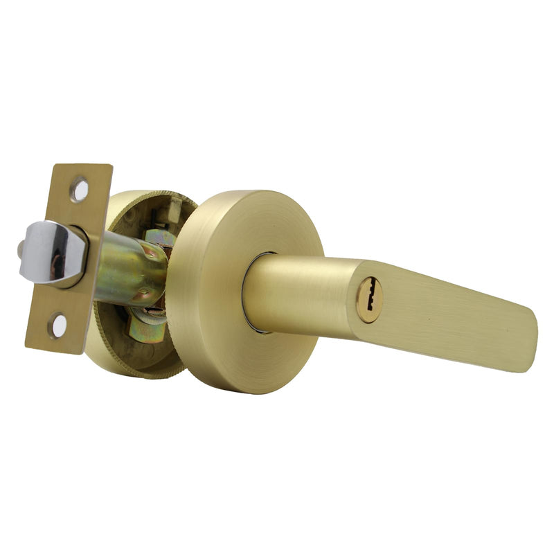 Brushed Gold Interior Handle with 3 Keys, Interior Gold Privacy Lever for Bedroom & Bathroom, Reversible Left/Right, Easy 5–10 Min DIY Installation, Heavy-Duty Build, 1 Pack
