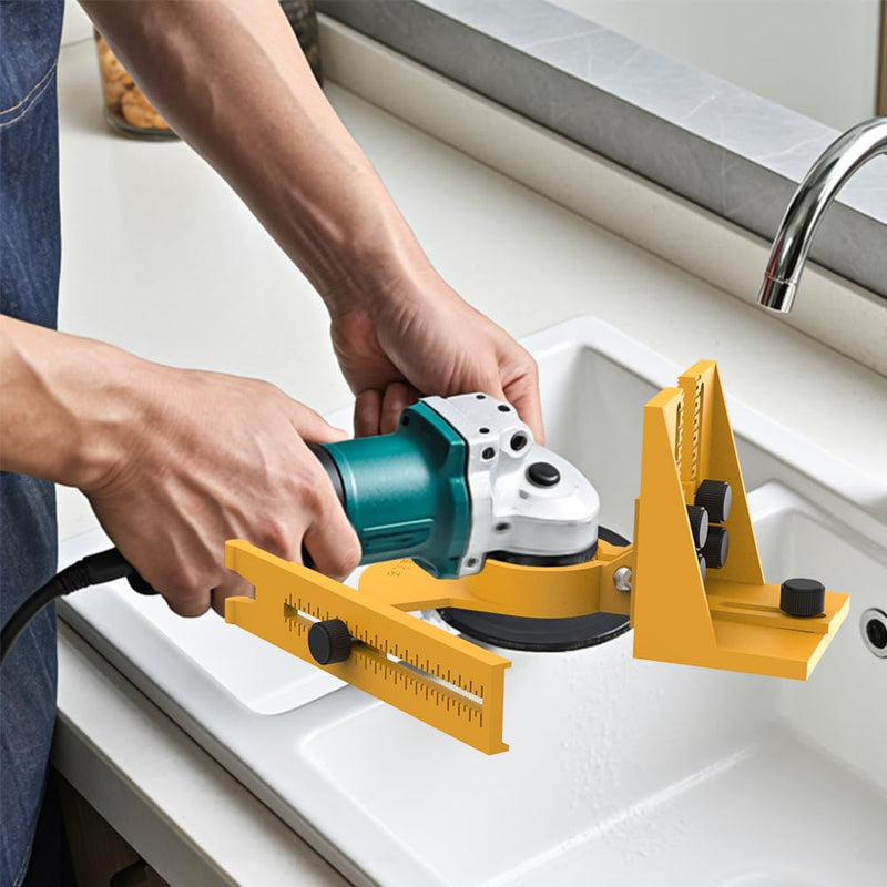 Angle Grinder Attachments Kit for Undermount Sink Cutouts Polishing – Depth Control Guide, Stone Countertop Grooving Tool Wood/Tile Adapter | Fits 42-44mm Guard Angle Grinders