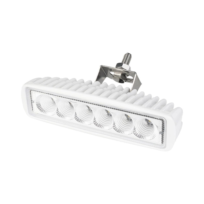SEAFLO White LED Deck Light – 10-30V DC, 18W LED (14W Effective), 5500–6300K Daylight White, IP68 Waterproof, Bracket Mount, Aluminum Housing, CE & RoHS Certified, 4-Year Warranty