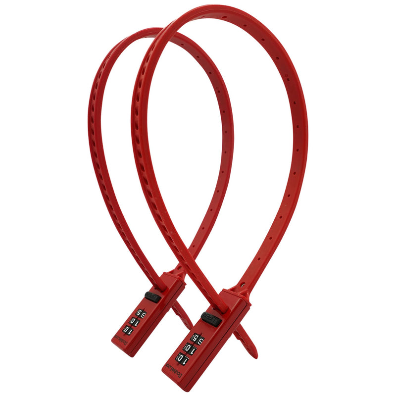 DoubleLock Badger Strap Lock 2 Pack, 19 Inch Strong and Pliable Combination Strap Locks, Resettable Zip Style Security for Helmets, Backpacks, Coolers, Skis, Strollers and Cabinets