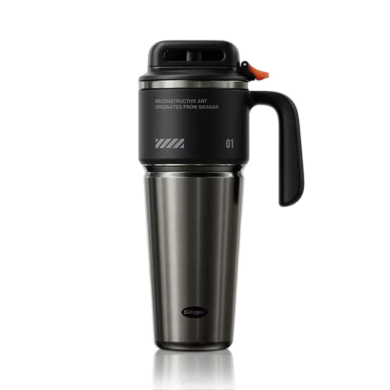 32 oz Tumbler with Handle and Straw, Vacuum Insulated Stainless Steel Travel Mug for Men, Gamer Cup with Push-button Lid, Tactical Gaming Setup Accessory, Fits in Cup Holder - Obsidian Black