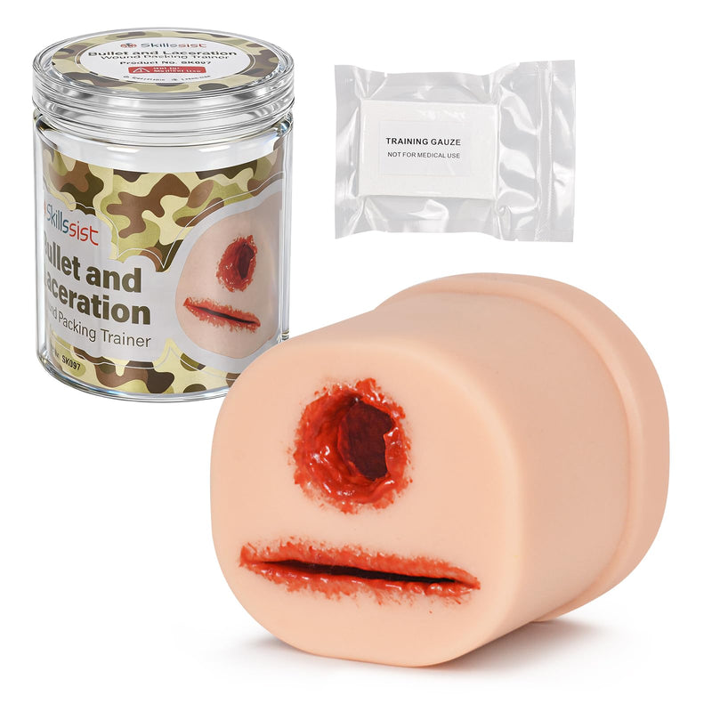2-in-1 Bleed Control Trainer, Bullet & Laceration Wound Packing Trainer for Hemostasis, Wound Packing Simulator for Medical Education