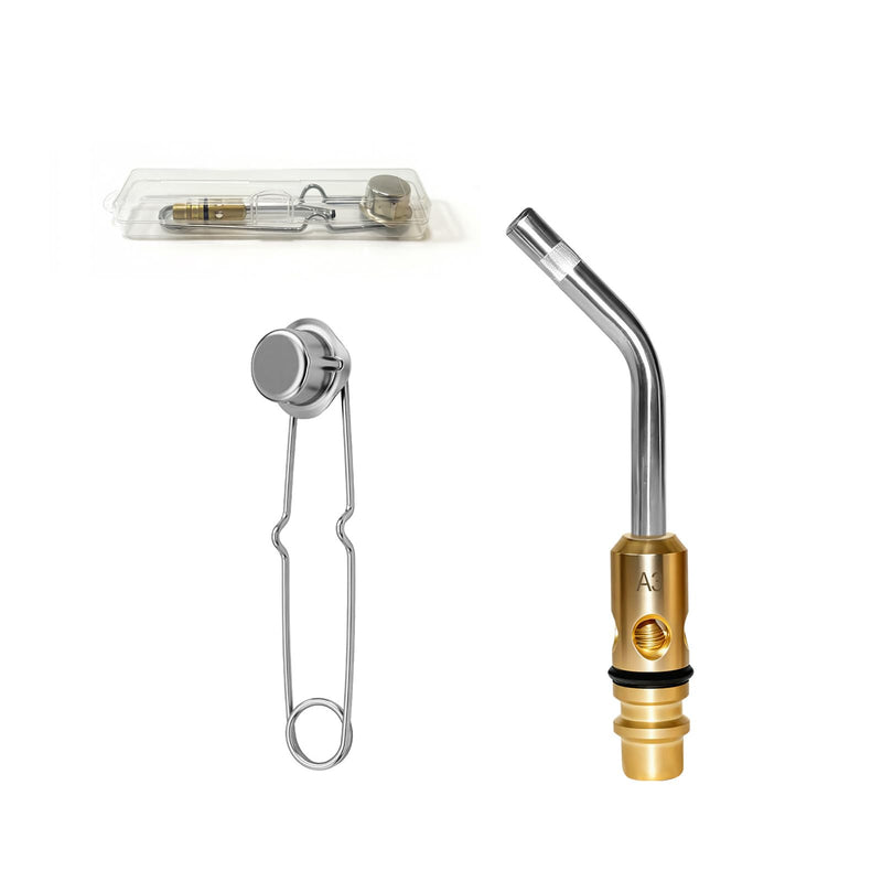 A-3 3/16" Air Acetylene Replacement Tip with Flint Striker for Turbo Torch G-4 /PLF–A5 Handles, Self Lighting Torch Tips, Light/Medium Duty Air Acetylene Swirl Quick Connector Flame Tip A-3