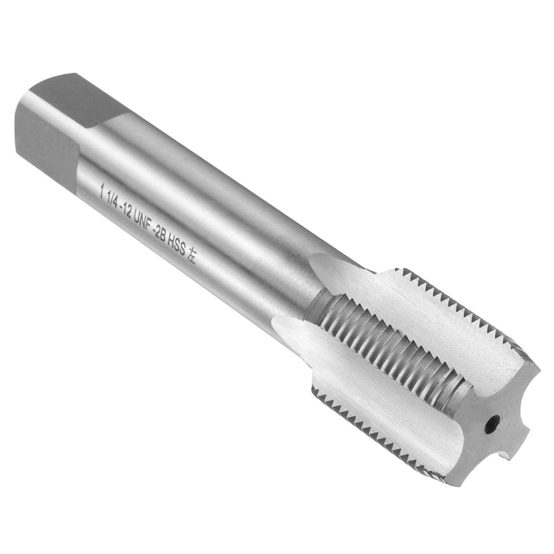 uxcell Hand Plug Tap 1"-1/4-12 UNF 2B Left Hand Thread Plug Style Taps Straight Flute Screw Tapping Threading Tool High Speed Steel HSS6542 1"-1/4-12UNF