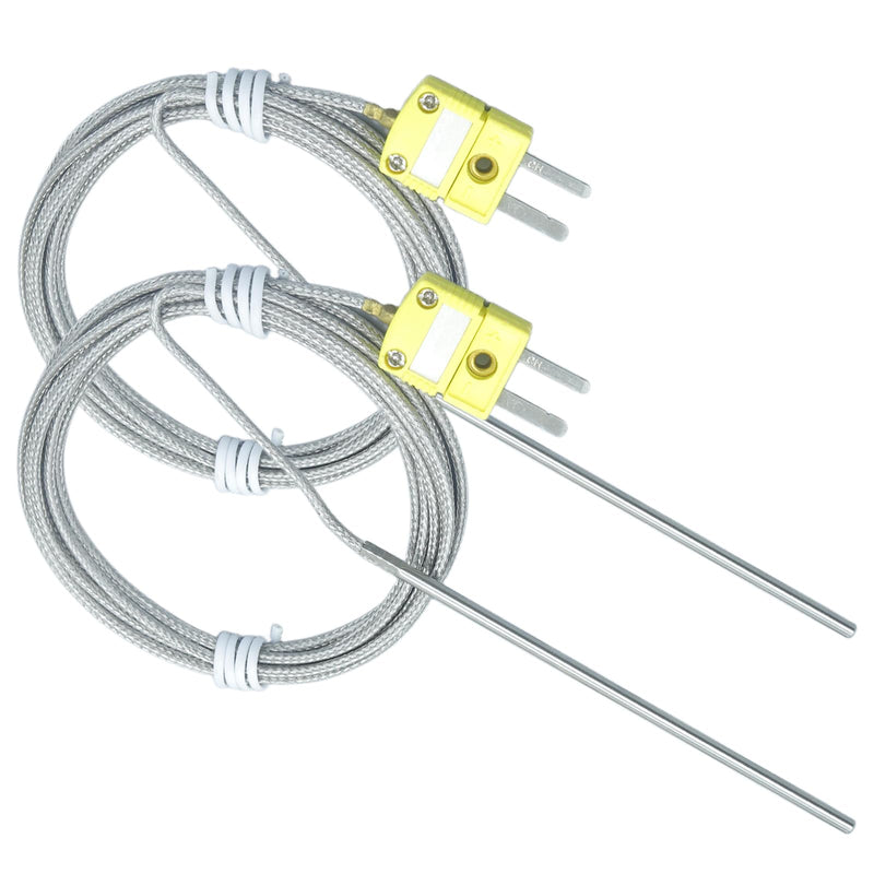 TCE-K02H3-100 K Type Thermocouple Probe Temperature Sensor (2PCS) | 68°F to 1120°F, For K-type Thermocouple, Furnace Input Instruments